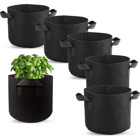 6 Pcs Sac Plantation, Non Tissé Pot en Tissu avec Poignées pour Plantation Pommes de Terre Tomates Fraises Végétale Fleurs et Autres Plantes (2 Gallons) (1/5)