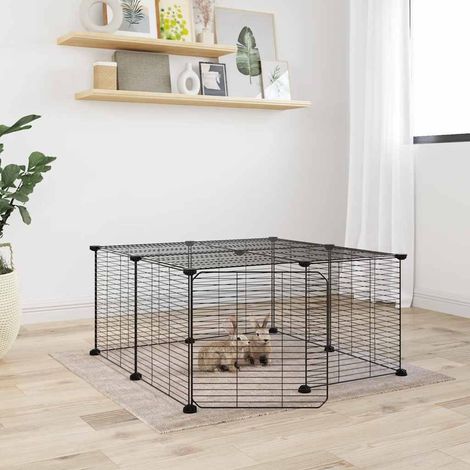vidaXL Cage animaux de compagnie à 12 panneaux et porte Noir 35x35 cm (1/4)