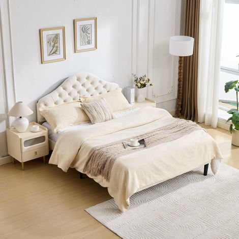 struttura letto 140x200 testiera regolabile beige OKMYHOME (1/5)