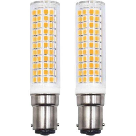 BUNTHAUS 2er-Pack B15d LED-Lampen, Ersatz für 75W 90W 80W, Warmweiß 3000K, 220V 230V, 890lm, 7W, Wandleuchte für Wohnzimmer, Kronleuchter, Nähmaschine [Energieklasse E]