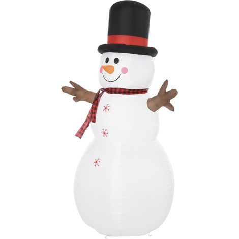 HOMCOM 6ft Giant Inflatable Snowman Christmas Decoration LED Lights Accessories (1/5)