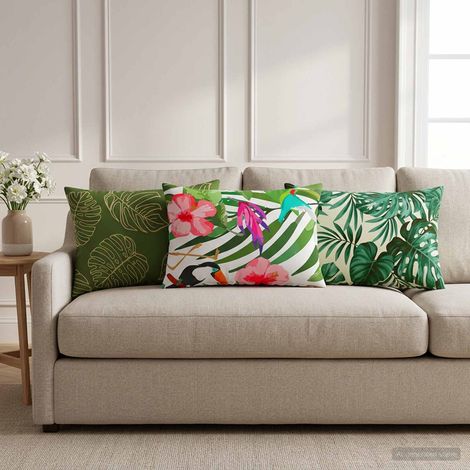 Housse de coussin 2 pcs HEERLEN Modèle feuille 40 x 60 cm (1/5)
