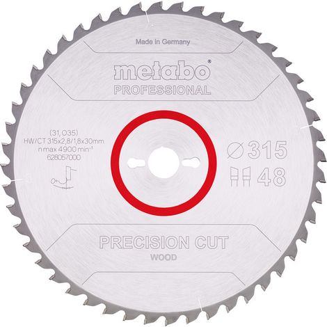 Metabo – Lame de scie circulaire 315 mm – Alésage 30 mm – 48 dents WZ pour bois dur et stratifié – Coupe nette sans éclat (1/6)