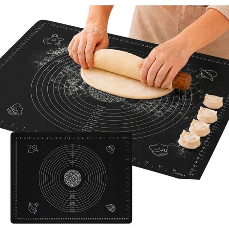 Silikon-Backbrett XXL 70 x 50 cm, schwarze Küchenmatte mit Skala (1/5)