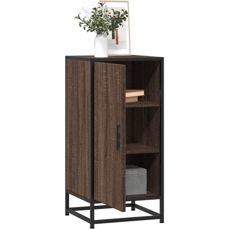 Sideboard Braun Eichen-Optik 35,5x35x76 cm Holzwerkstoff Metall