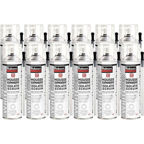Rubson – Pack de 12 mousses polyuréthane expansives 500ml – Isolation thermique et phonique renforcée – Structure Quattro pour performance accrue