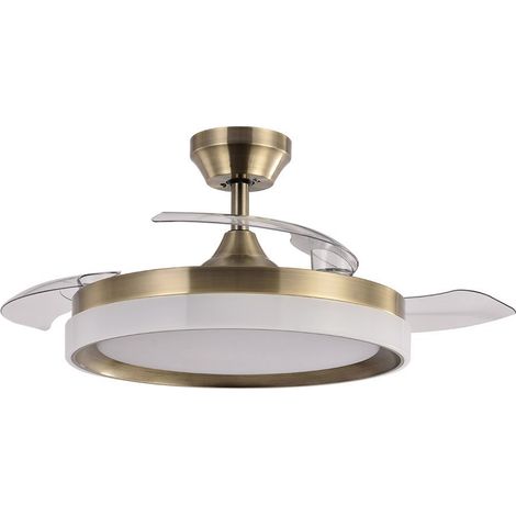 Ventilador de techo LED "Zenit" de aspas retráctiles (72W 3CCT 7200lm) IP20 Ø107cm color cuero (1/3)