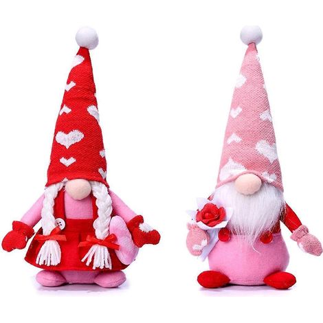 Valentinstag-Wichtel-Plüschfiguren – Tischdekoration für Zuhause