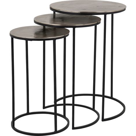 Tables gigognes Nolan lot de 3 - Champagne sur piètement noir (1/2)