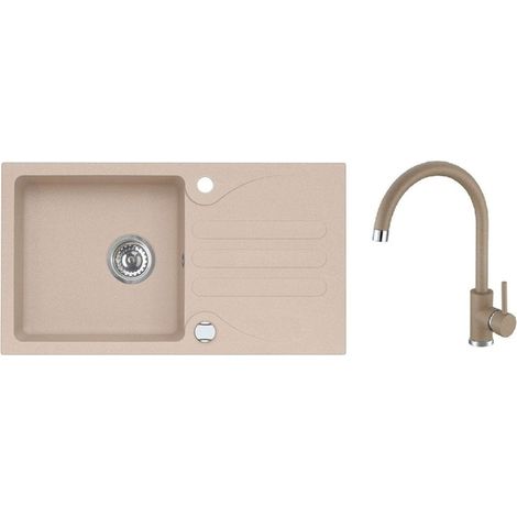 Alveus - Spülenset Galapagos 30 und Armatur Kati, mit Abfallsteuerung, beige SETA25990 (1/2)