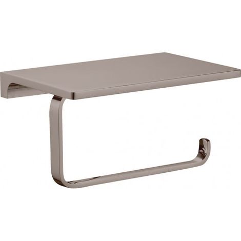 Porte papier toilettes mural avec étagère NIL en laiton métal gris poli 15,8 cm (1/2)