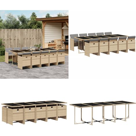11-tlg. Garten-Essgruppe mit Kissen Beigemischung Poly Rattan - Gartenmöbel - Essgruppe - Gartenset - Outdoor Möbel - Terrassenmöbel - Home & Living (1/5)