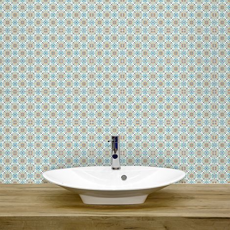 Sticker Mural Carrelage adhésif Cuisine Salle de Bain - 9 STICKERS CARREAUX DE CIMENT AZULEJOS JACOBO - 9stickers15x15cm (1/5)