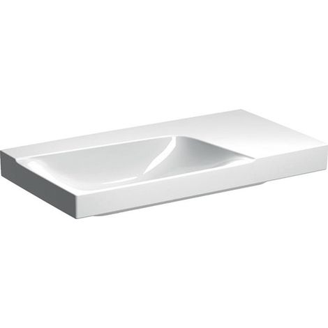Lavabo Geberit Xeno²avec plage de dépose, 90x48cm, sans troude robinetterie, sans trop-plein, plage de dépose à droite, Blanc, KeraTect