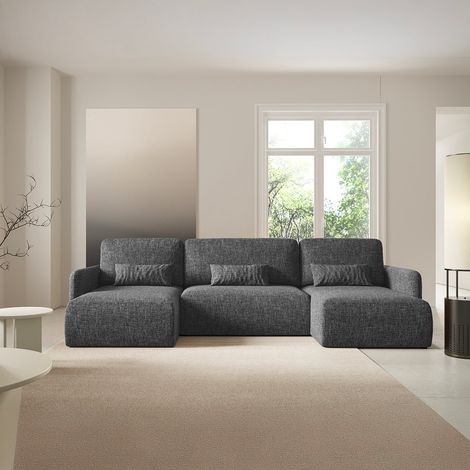 U-Sofa, 4-sitzig, umwandelbar, mit Bettkasten Lazare Dunkelgrau (1/5)