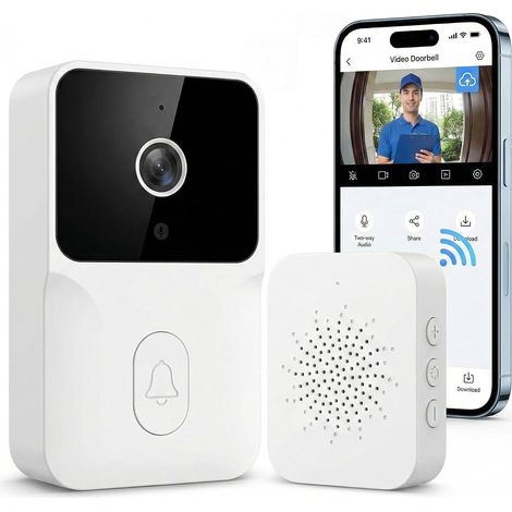 Sonnette vidéo sans Fil 2K 3MP Smart Video Doorbell Camera, Carillon annulaire Vue Nocturne 170° DFOV Ultra Large, Batterie de détection AI sans Frais mensuels (1/5)