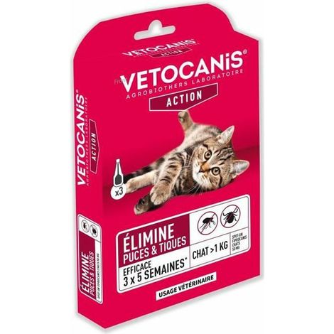 VETOCANIS Pipettes Spot on, Anti-puces et Anti-tiques - Pour chat (1/3)