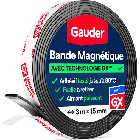 Bande magnétique adhésive, aimant autocollant puissant (3 m x 15 mm) (1/5)