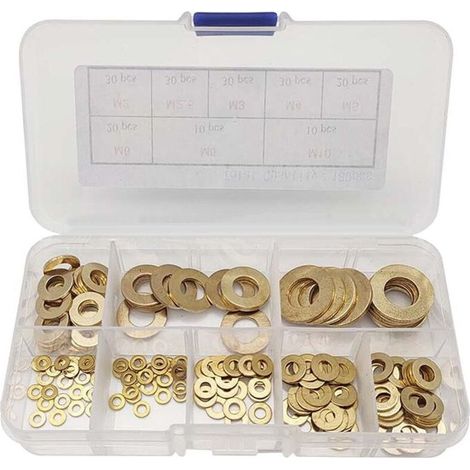 Ecleanfy - Kit Combiné De Rondelles Plates En Laiton Avec Boîte En Plastique, M2/M25/M3/M4/M5/M6/M8/M10 (180 Pcs) (1/5)