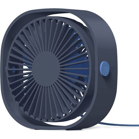 Mini portable and silent desk fan, rotating, plug-in (blue) - AquaForge (1/2)