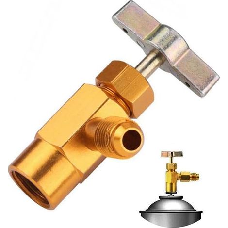 Refrigerant Adapters 1/4 Thread Adapter SAE R-134 AC Refrigerant Tap 1/2 Acme Valve Thread Tool Bottle Opener Freon Charge Hose Air Conditioner Manifold (1/5)