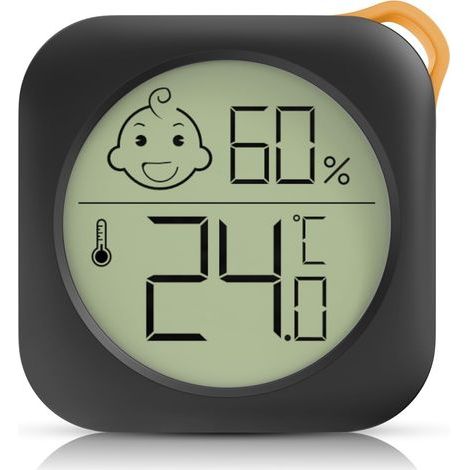 Kompaktes digitales Thermometer-Hygrometer für den Innenbereich, Mini-Temperatur- und Feuchtigkeitsmonitor, schwarz. (1/5)