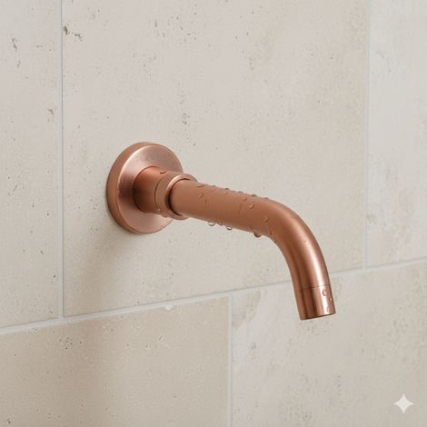 PaulGurkes Kupfer Wasserauslauf Unterputz Waschtisch Einlass Rote Bronze 21cm (1/3)