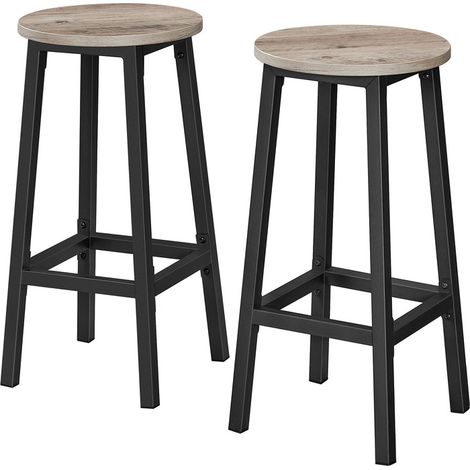 Lot de 2 chaises de bar hauteur comptoir, tabourets de bar avec repose-pieds, pour salle à manger, gris brun et noir (1/5)