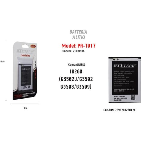 Trade Shop - Batteria Compatibile Samsung Galaxy Trend 3 I8260 Maxtech Li-ion Battery 2100mah Pa-t017 -