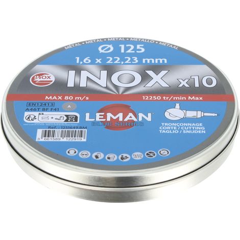 DISQUE TRONCON. INOX D125X1.6X22.23 F41 BOITE 10 - 1251649.BM - LEMAN