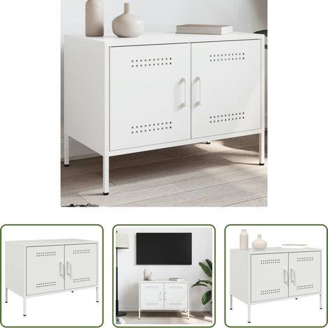 Stahl - TV-Schrank Weiß 68x39x50,5 cm Stahl (1/5)