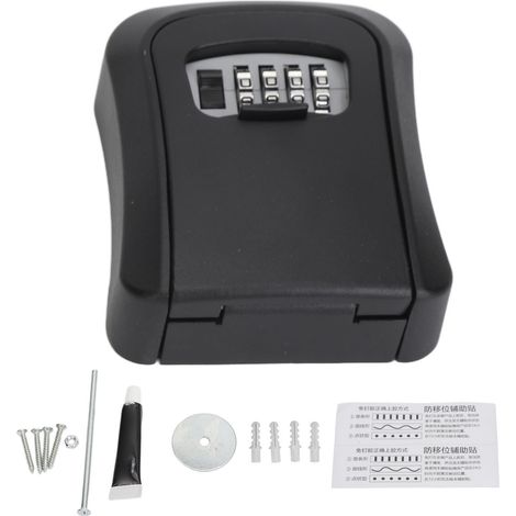 Boîte à clés murale Acier inoxydable Coffre-fort extérieur Code 4 chiffres Grande capacité Anti-effraction pour maison (1/5)