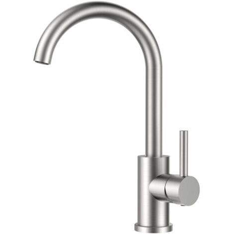 Pr Robinet Cuisine, Mitigeur Cuisine Pivotant à 360, Acier Inoxydable, Monolevier pour 1 Trou, Acier Inoxydable, Hauteur du Bec 230 mm, Levier (1/4)