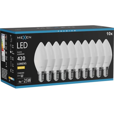 Mexen Nova 10x Ampoule LED E14, C37, 4W, Chaude - 3000K, 420 lm - L102-E14-0430-01x10 (1/3)