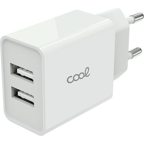 Cargador Red Universal Entrada 2 x USB COOL 2.4 Amperios Blanco