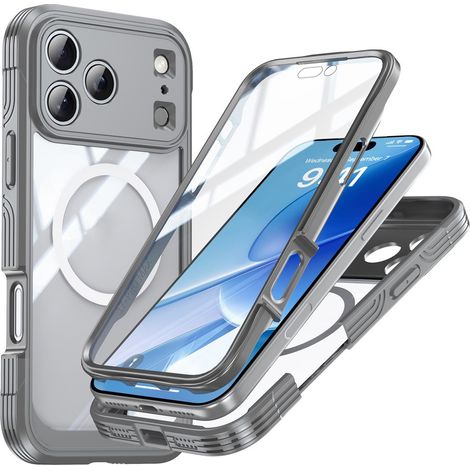 Funda antigolpes para iPhone 17 Pro Max con cristal para MagSafe, gris. (1/5)