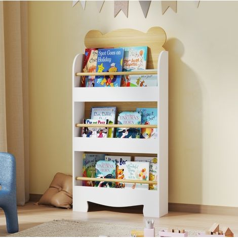 MEUBLIV librería infantil 55x15x110 cm blanca - almacenaje seguro de 3 niveles (1/5)