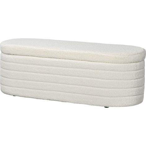 Panca Fondoletto con Vano Contenitore 116x41x40,5 cm in Tessuto Teddy Crema (1/5)