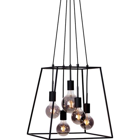 Italux Almodovi Plafonnier suspendu industriel rétro à 6 lampes E27 (1/2)