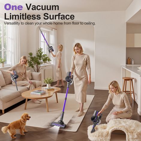 Aspirapolvere senza fili viola 265 W con display LED e spazzola a rullo morbida - CHICFURN (1/5)