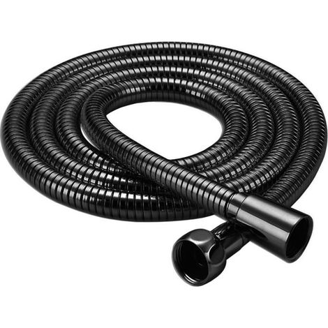 BelleRise - Flexible de douche noir 2m acier inox flexibilite superieure anti-torsion universel Resistant a l'usure tuyau douche noir 200 cm (1/5)