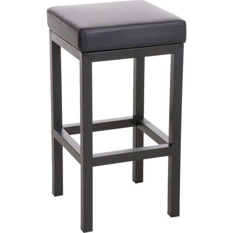 Sgabello da bar x1 con poggiapiedi dal design semplice altezza seduta 85 cm in PVC nero e supporto in metallo nero 100005410