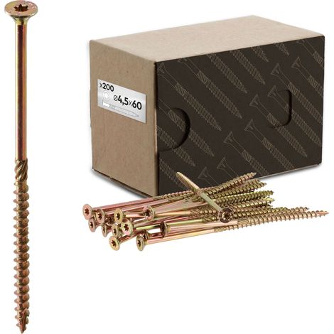 200 Vis bois Torx à tête fraisée plate expert - Acier galvanisé - Diamètre 4,5 mm - Longueur 60mm - anti-fendage (1/5)
