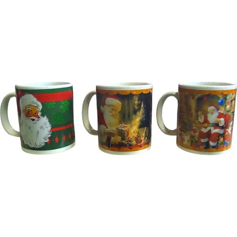 Set 3 Tazze colazione Tazzone da latte babbo natale rosso barba bianca merry christmas decorazioni ottima idea regalo (1/4)