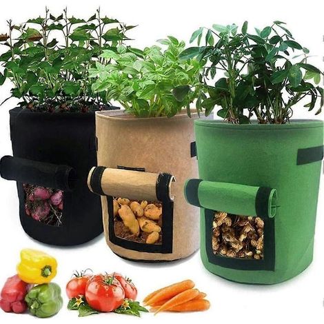 Kaelt - Sacs de culture pour terreau, lot de 3 – Idéaux pour les tomates, les carottes et autres légumes, avec poignées pratiques (1/4)