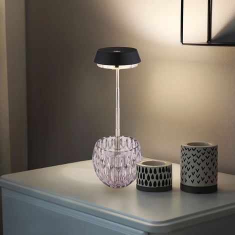 Lampe de table lampe de chevet lampe de table LED variateur tactile verre fumé H 28 cm (1/5)