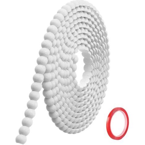 Pair 5M x 10mmMoulure Murale Décorative Adhésive Blanc Moulure en PVC Flexible avec Bordure Perlée 3D, Baguette de Finition Hydrofuge pour Cadre de Miroir