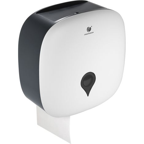 CHUANGDIAN Wandmontierter Toilettenpapierspender für eine Jumbo-Rolle (ohne Bohren) – Weiß (1/5)