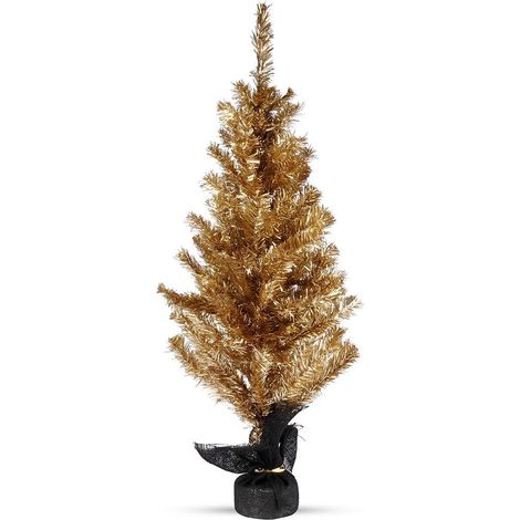 KÜNSTLICHER GOLDENER WEIHNACHTSBAUM, KLEINER WEIHNACHTSBAUM FÜR TISCH UND SCHREIBTISCH, WEIHNACHTSDEKORATION