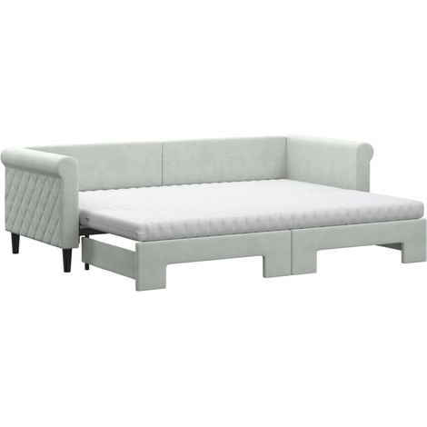 Maison Exclusive - Divano Letto Estraibile Materassi Grigio Chiaro 80x200 Velluto